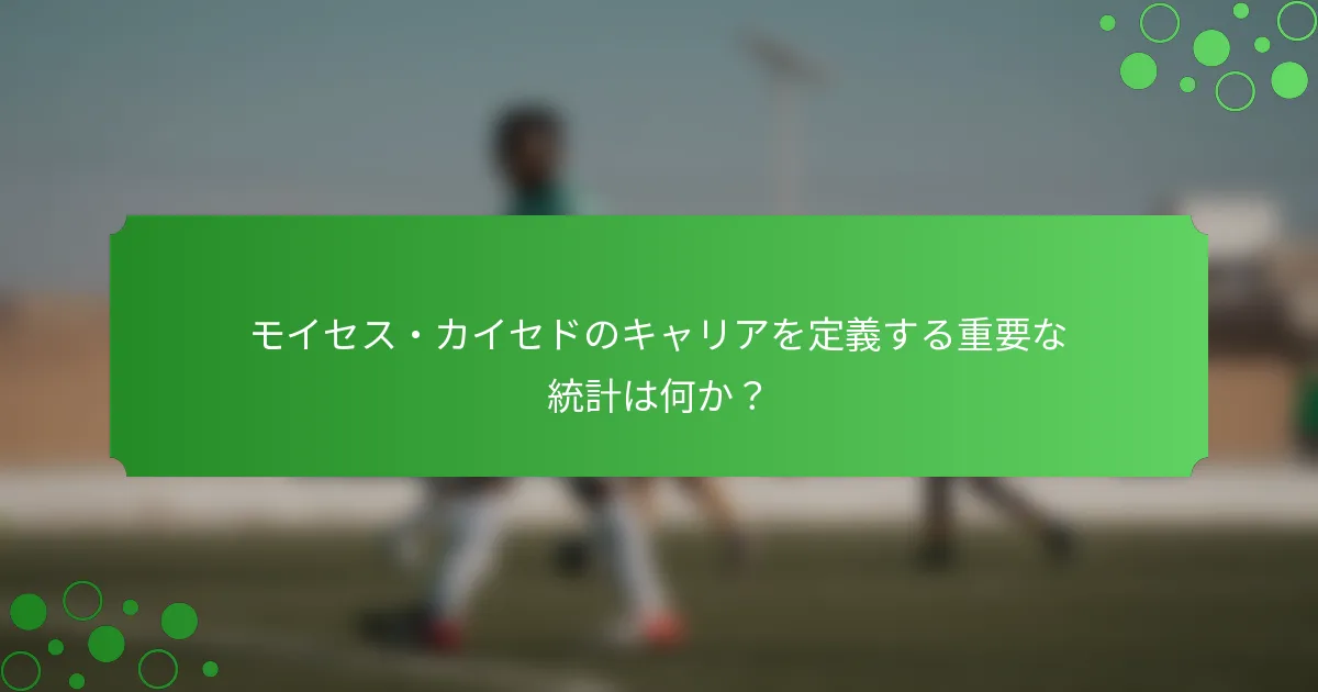 モイセス・カイセドのキャリアを定義する重要な統計は何か？