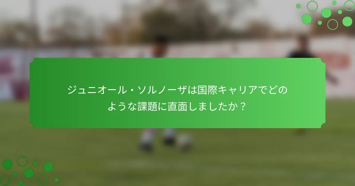 ジュニオール・ソルノーザは国際キャリアでどのような課題に直面しましたか？