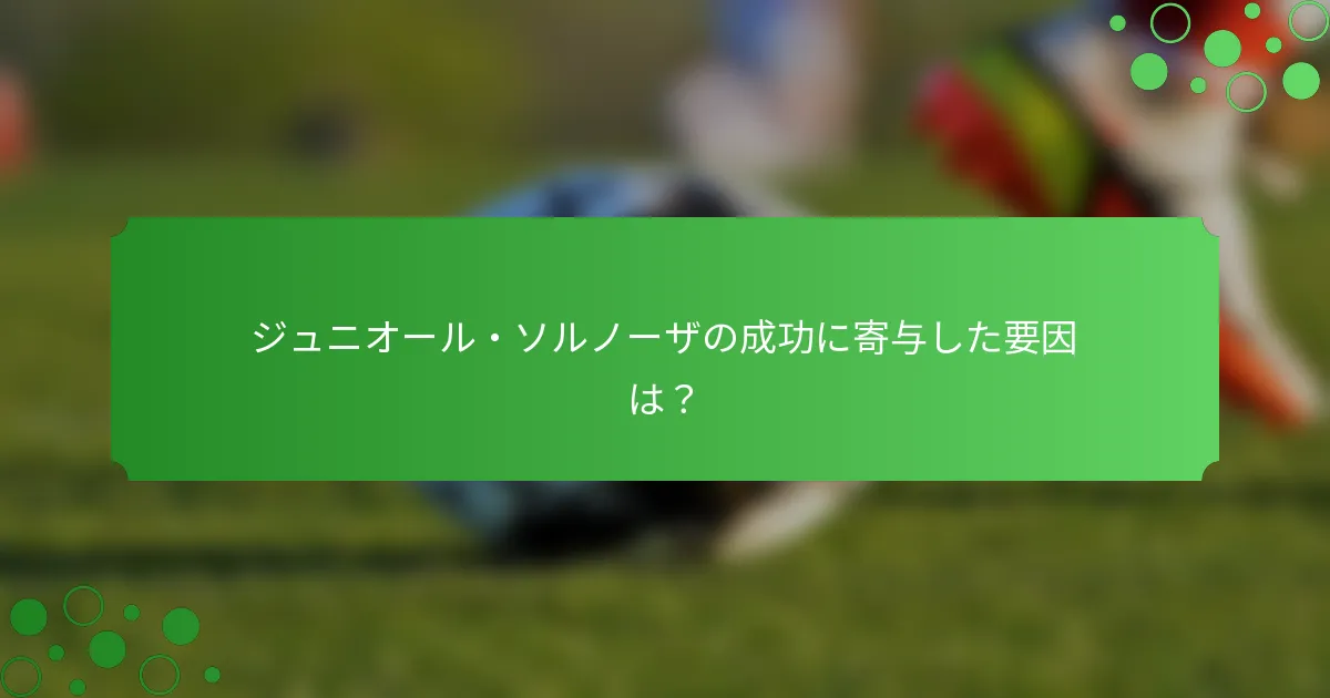 ジュニオール・ソルノーザの成功に寄与した要因は？