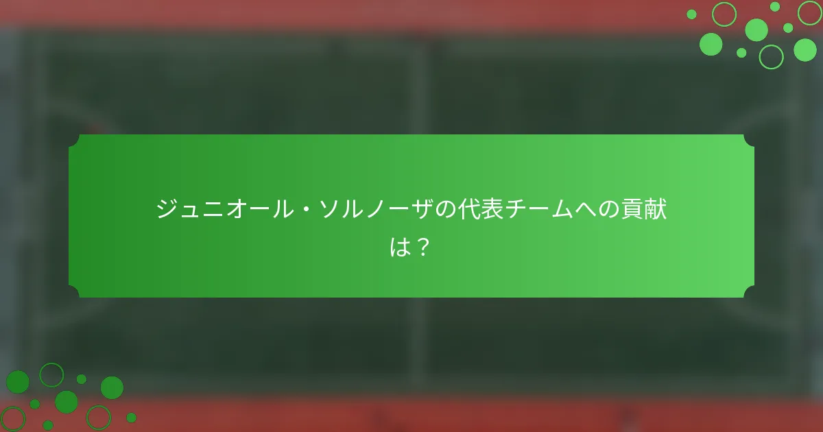 ジュニオール・ソルノーザの代表チームへの貢献は？